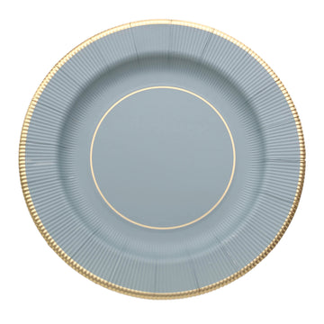 Elegant Dusty Blue Gold Rim Serving Plates for Stylish Events