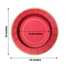 25 Pack | 13inch Burgundy Sunray Disposable Serving Plates, Heavy Duty Charger Plates - 350 GSM
