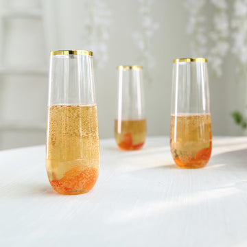 Stylish and Practical Gold Plastic Stemless Champagne Flutes