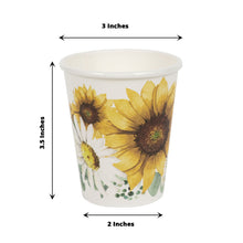Sunflower Design Disposable Paper Cups 10 Ounce 24