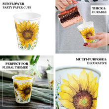 24 Yellow And White 10 Ounce Sunflower Printed Paper Cups