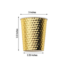 24 Disposable Tableware Cups Gold Foil Honeycomb 10oz Paper 