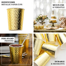 10oz Gold Foil Honeycomb Paper Cups 24 Pack Disposable Tableware