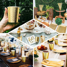 24 Pack Disposable Tableware Cups 10oz Gold Foil Honeycomb Design Paper