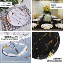 10 Pack Of 8 Inch Gold White Marble Plastic Plates