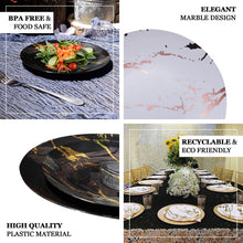 10 Inch Disposable Plastic Dinner Party Plates 10 Pack With Gold And White Marble Design