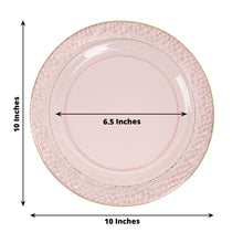 Blush Rose Plastic Plates With Hammered Design And Gold Rim 10 Inch