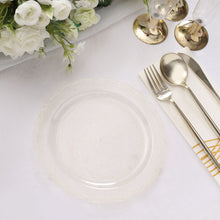 Clear Dessert Plates With Floral Glitter Edge 7 Inch 12 Pack Round