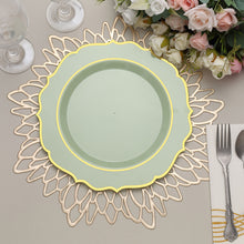 Disposable 10 Inch Sage Green Plates with Gold Rim Pack Of 10 