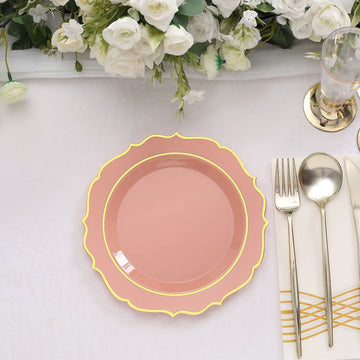 Elegant Dusty Rose Plastic Dessert Salad Plates for Stylish Table Settings
