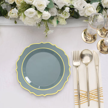 Elevate Your Table with Dusty Blue Plastic Dessert Salad Plates
