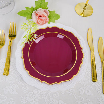 Enhance Your Table Settings with Burgundy Plastic Dessert Plates