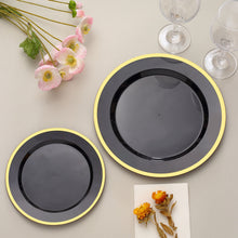 Regal Black And Gold Plastic Round Plates for Dessert 10 Pack