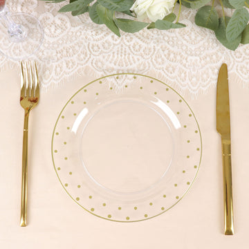 Elegant Clear With Gold Dot Rim Plastic Dessert Plates
