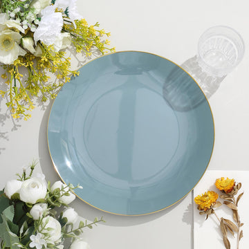 Elevate Your Event Decor with Dusty Blue Round Plastic Dinner Plates