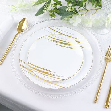 Stylish and Convenient White and Gold Dinnerware