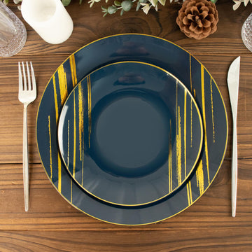 Convenient and Stylish Navy Blue and Gold Plates