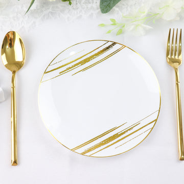Chic and Stylish White and Gold Disposable Appetizer Salad Party Plates