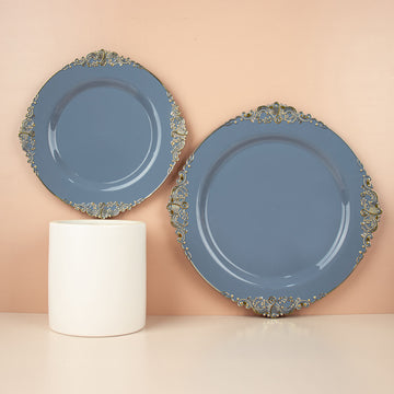 Elegant Vintage Dusty Blue Dessert Plates
