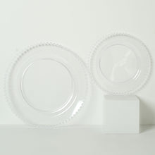 Set Of 8 Inch Clear Plastic Salad Plates With Beaded Rim