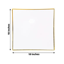 10 Inch White And Gold Concave Square Plastic Plates 10 Pack