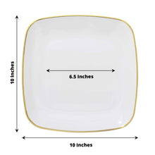10 Inch Square White Disposable Plates With Gold Trim