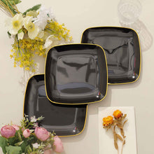 10 Pack Of 7 Inch Square Plates In Black And Gold