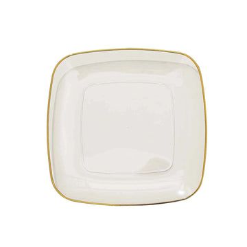 Stylish Clear with Gold Rim Disposable Salad Party Plates
