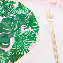 9 Inch Tropical Palm Leaf Dinner Plates Gold Rimmed 25 Pack Disposable