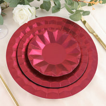 Geometric Prism Rim Burgundy Paper Round Charger Plate 12 Inch