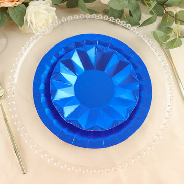 Elevate Your Table Setting with Geometric Royal Blue Paper Plates