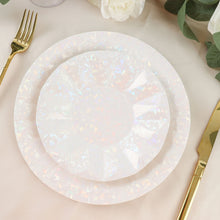 25 Pack Of Iridescent Paper 9 Inch Dinner Plates With Geometric Prism Design