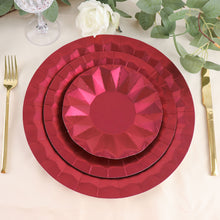 25 Pack Of Burgundy Paper 9 Inch Dinner Plates With Geometric Prism Design