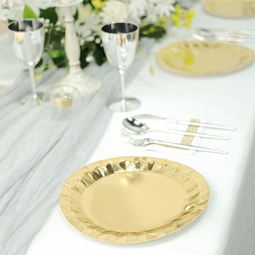 Add Elegance to Your Tablescape with Geometric Metallic Gold Foil Dinner Paper Plates