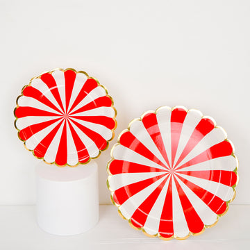 Make a Sustainable Choice with Peppermint Striped Circus Dessert Disposable Paper Plates