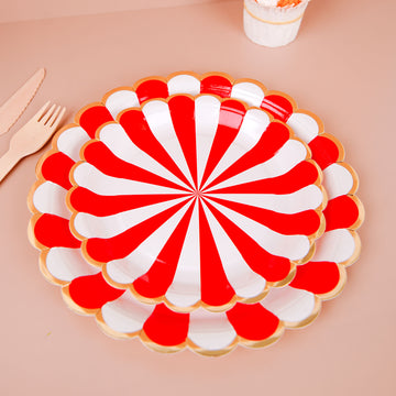 Peppermint Striped Circus Dessert Disposable Paper Plates - Add Fun and Color to Your Celebrations