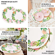 Disposable Rose & Peony Flower Wreath Dessert Appetizer Plates 9 Inch 25 Pack
