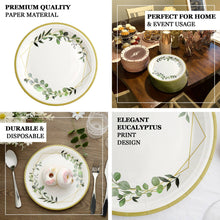 White Dessert Plates With Eucalyptus And Gold Rim 7 Inch