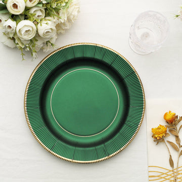 Add Elegance to Your Event with Emerald Green Sunray Serving Dinner Paper Plates