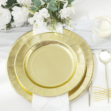 Create a Gold Themed Party with Disposable Gold Sunray Dessert Plates