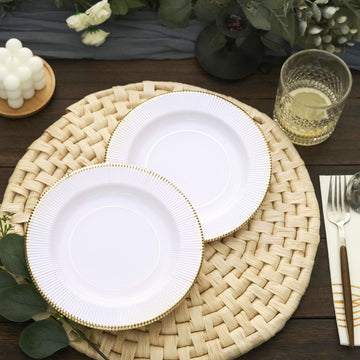 Elegant White Sunray Gold Rimmed Dessert Appetizer Paper Plates
