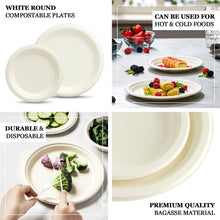 7 Inch Biodegradable White Dessert Plates 50 Pack