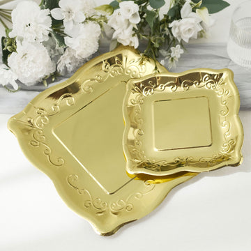 Versatile and Stylish Metallic Disposable Party Plates