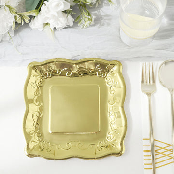 Add Elegance to Your Event with Gold Square Vintage Appetizer Dessert Paper Plates