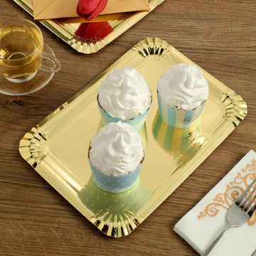 Elevate Your Event Decor with Metallic Gold Paper Serving Trays