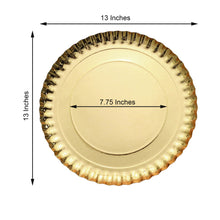 Round Gold Heavy Duty Paper Charger Plates Scallop Rim 13 Inch 10 Pack