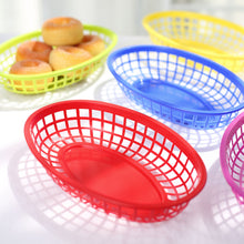6 Colorful Oval Plastic Food Baskets With 50 Wax Liners