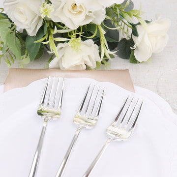 Elevate Your Event Decor with Glossy Silver Plastic Forks