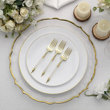 Gold Glittered Plastic Dessert Forks for Elegant Table Settings