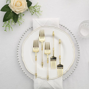 Convenient and Durable Gold Glittered Plastic Forks